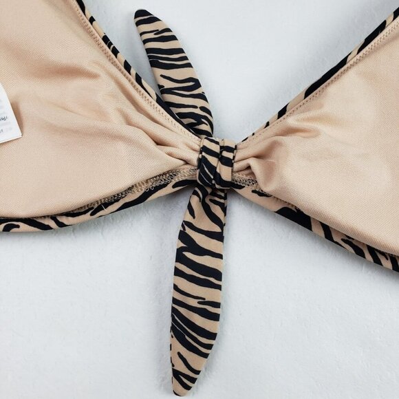 Hollister Animal Print Bikini Womens Medium Tan Two Piece Cheeky Bottom Swimsuit - Picture 9 of 15